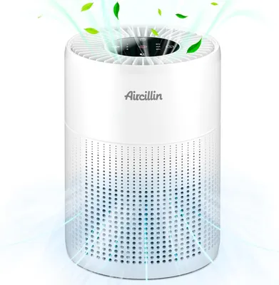 Produktbild von Aircillin Luftreiniger AP070A, Aromatherapie, 4-stufiger H13 HEPA-Filter, 6 W energiesparend, 23 dB, entfernt 99,97 % Schimmel, Staub, Pollen, Tierhaa