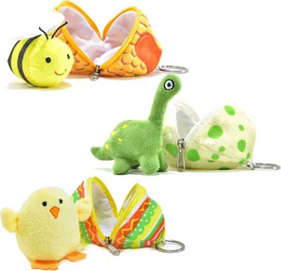 Produktbild von Kögler 3 x Friends2Go Mini Plüschtier im Ei Biene Dinosaurier Küken 9,9cm Ostern