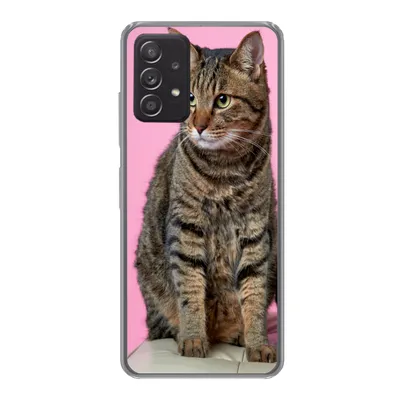 Produktbild von MuchoWow® Handyhülle Schutzhülle Hülle für Samsung galaxy a73 Katze - Rosa - Pouf - Mädchen - Kinder - Kinder Silikon Softcase Handy Hülle - Handyhülle