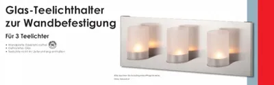 Produktbild von Teelichthalter Glas / Edelstahl matt 32,8 x 12 x 6 cm 3 Stück