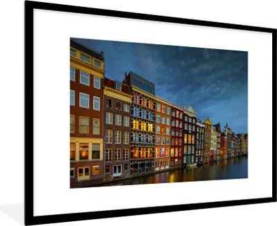 Produktbild von MuchoWow® Gerahmtes Poster Amsterdam - Niederlande - Wasser 90x60 cm - Poster mit Schwarzem Bilderrahmen Wandposter Rahmen Foto Bilder - Wanddekoration - Fotos