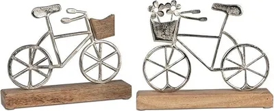 Produktbild von Fahrrad Deko 2er Set Fahrrad aus Aluminium und Mangoholz 20x17cm