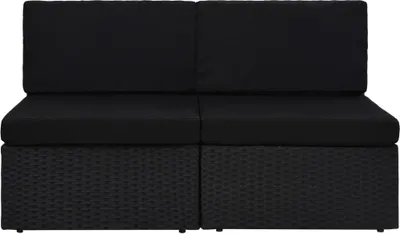 Produktbild von vidaXL Modulares 2-Sitzer-Sofa Poly Rattan Schwarz