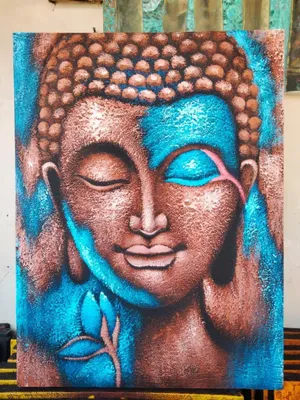 Produktbild von Buda-Gemälde – Bronze, Blau und Blumen