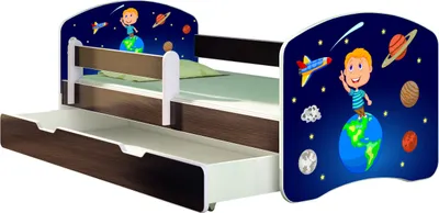 Produktbild von ACMA Jugendbett Kinderbett Junior-Bett Komplett-Set mit Matratze Lattenrost und Rausfallschutz Wenge 22 Kosmos 160x80 + Bettkasten