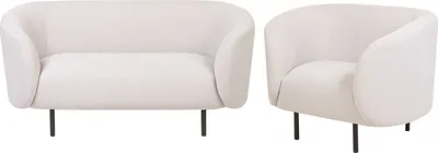 Produktbild von BELIANI Sofa Set 2-Teilig Beige Stoffbezug 3-Sitzer Sitzgruppe Armlehnen Metallgestell Schwarz Glamouröser Edler Stil Wohnzimmer Salon Esszimmer Flur