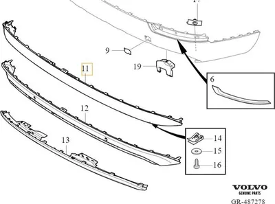 Zdjęcie produktu dla VOLVO XC90 II spoiler dyfuzora zderzaka tylnego osłona podwozia kolor OE
