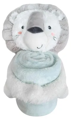 Produktbild von Kikkaboo Babydecke 2 in 1 Geschenkset Kuscheltier 25 cm Kuscheldecke 100 x 70 cm hellblau