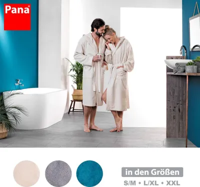 Produktbild von PANA® Bademantel aus Baumwolle/Polyester - versch. Farben & Größen, Größe:L/XL, Farben:Grau