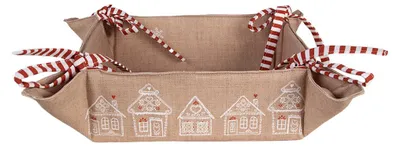 Produktbild von Clayre & Eef Brotkorb 35x35x8 cm Braun Baumwolle Lebkuchenhaus