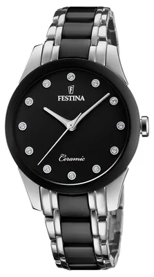 Zdjęcie produktu dla Festina F20499/3 Zegarek damski Ceramiczny Analogowy Kwarcowy Bransoleta ze stali nierdzewnej Czarny