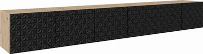 Produktbild von MEBLINI TV-Schrank 300cm Lang - Fernsehschrank - TV Lowboard Industrial - Unterschrank für Fernseher - TV-Unterschrank - TV-Schrank - Hängeschrank - CALIO - 300x40x41cm - Artisan Eiche/Schwarz Matt