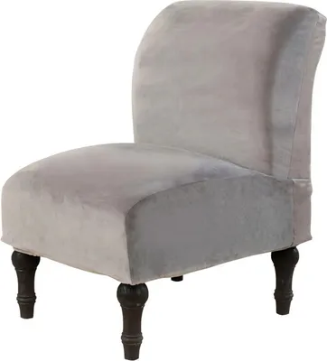 Produktbild von Bezug für armlosen Stuhl Bezug aus weichem Samtstoff Bezug für armlosen Stuhl Bezug für Slipcover Möbelschutz (Grau, Samt)