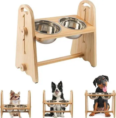 Immagine prodotto di Ciotole per cani medie/grandi, 5 altezze, antiscivolo, acciaio inossidabile