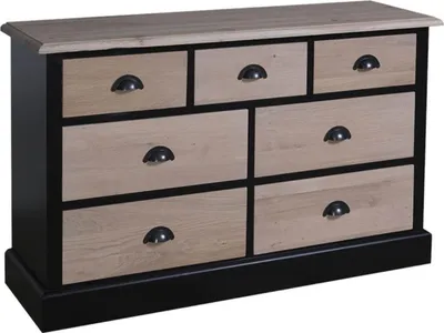Produktbild von Casa Padrino Landhausstil Sideboard in Schwarz und Naturfarben 122 x 38 x H. 75 cm
