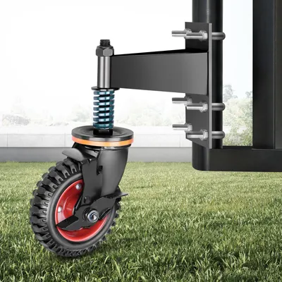 Zdjęcie produktu dla Rolka drzwiowa ze sprężyną, hamulec, rolka 360° do dużych obciążeń do 200 kg, rolka drzwiowa 150 mm, podwójne łożysko kulkowe, wspornik stalowy, kółko skrętne Uniwersalne dopasowanie