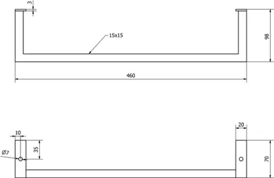 Productafbeelding van Sapho HANG handdoekhouder onder het wastafel, 460x98mm, mat zwart