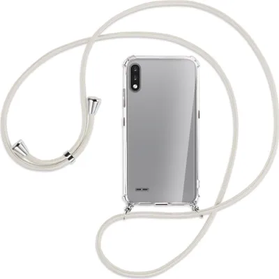 Produktbild von Handykette Backcover-Schutzhülle mit Band (Metall silberfarben) für LG K22 LMK200 - broken white