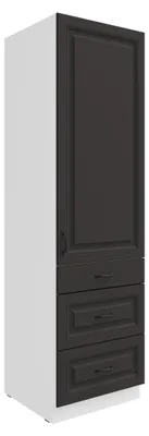 Produktbild von Küchen Hochschrank 60 cm Stilo Grau Weiss Küchenzeile Küchenblock mit Schubladen