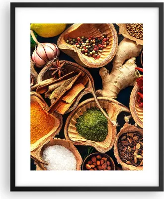 Produktbild von Gerahmtes Poster - Schwarzer Rahmen - Küche Essen Kräuter Gewürze - 40x50 cm - Wand Bild - Wanddeko - Wandbilder - Wandposter - Bilderrahmen - Bilder - Kunstdruck - Wandbild - P2BPA40x50-2844
