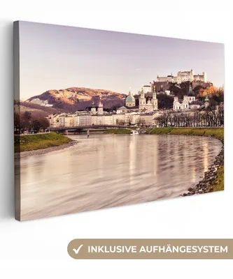 Produktbild von OneMillionCanvasses® - Leinwandbilder - 140x90 cm, Blick auf die Stadt Salzburg, Wandbilder Kunstdruck Wanddekoration
