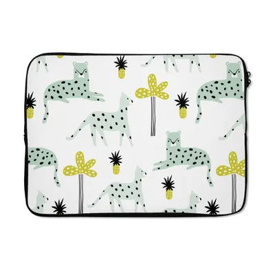 Produktbild von MuchoWow® Laptop Hülle 14 ZollPanther - Baum - Frucht - Pastell Laptoptasche - Laptoptasche - Stoßsicher - Schutzhaube