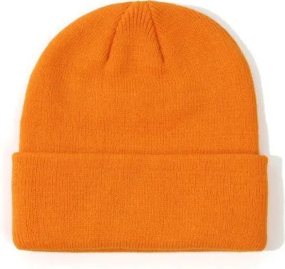 Obrázek produktu pro Zimní dětské čepice – pletené teplé čepice pro děti – dětské outdoorové čepice – pro chlapce i dívky – oranžové – 19 × 18 cm