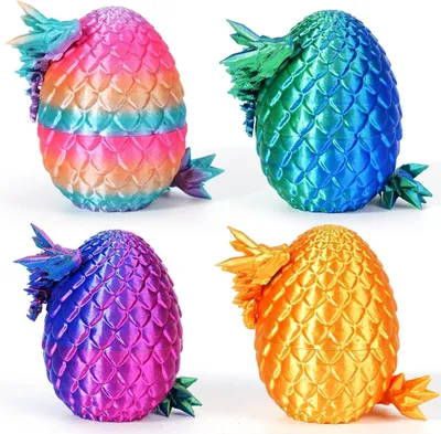 Produktbild von 4er Set 3D Drachenei mit Drache 13cm beweglich Ostergeschenk Kinder. Hochwertig Praktisch Langlebig für Küche Haushalt Praktisch