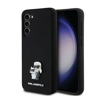 Image de Karl Lagerfeld KLHCS24MSMHKCNPK S24+ S926 hardcase noir Silicone Karl&Choupette Metal Pin Housse de protection
