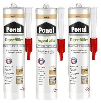 Produktbild von Ponal Fugenfüller Parkett & Laminat, Kartusche, Buche, 3x280ml