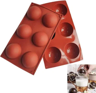 Produktbild von 2 Stück Silikonform Kugel,6 Löcher Silikonform Rund 6.6cm,Halbkugel Backform,Silikonform Halbkugel für Schokolade, Kuchen, Gelee, Kuppelmaus