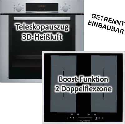 Produktbild von HERDSET Bosch Backofen mit Induktionskochfeld autark 60 cm Teleskopauszug NEU