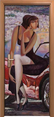 Produktbild von Türposter 80x200 cm Türaufkleber Türtapete Türfolie Klebefolie Kunstdruck Auto Frau Hund Abstrakte
