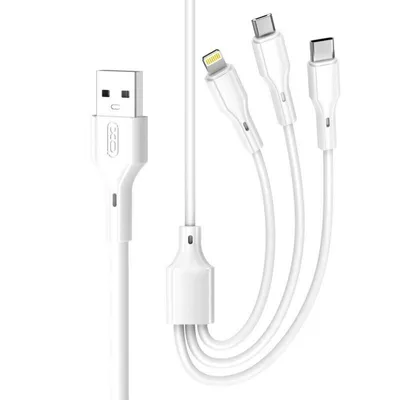 Zdjęcie produktu dla Kabel XO NB230 3w1 USB-C Micro USB Lightning 1m Szybkie Ładowanie