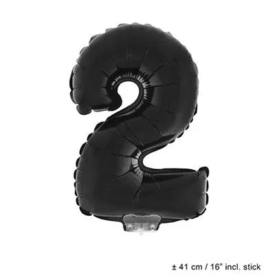 Image de Ballon noir lettre 41 cm avec baguettes 2