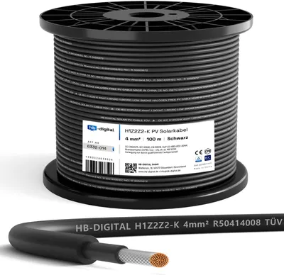 Produktbild von 100m Solarkabel H1Z2Z2-K 4 mm² Photovoltaik Kabel für PV Anlagen schwarz