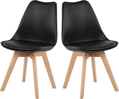 Image de H.J WeDoo 2-piece dining chair set black, suitable for kitchen, dining room, living room, office etc