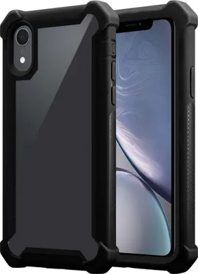 Obrázek produktu pro Cadorabo Case for Apple iPhone XR Protective Case in Black Kryt na mobilní telefon TPU Silicone Edge Glass Back Acrylic