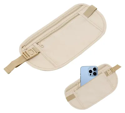 Produktbild von Geldgürtel Für Reisen - Bauchtasche Damen & Herren, Beige Money Belt, Diebstahlsichere Tasche für Klein, Flach Sport Wertsachen & Kreditkarten