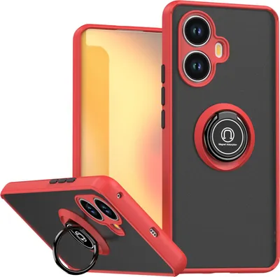 Immagine prodotto di Custodia per Realme 10 Pro+ in TPU traslucido opaco con supporto ad anello e supporto Rosso