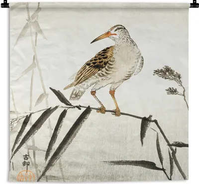 Produktbild von MuchoWow® Wandteppich Wandbehang Vogel - Japanisch - Vintage 90x90 cm Tapisserie Dekoration Wandtuch - Wandaufhänger