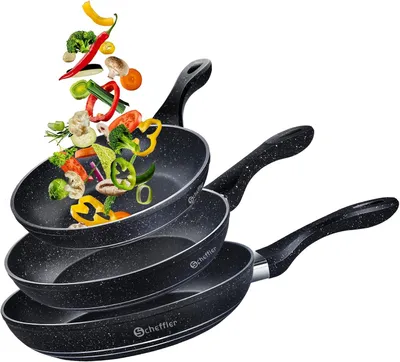 Produktbild von Scheffler 3tlg Pfannenset 20/24/28cm Induktion Bratpfanne Antihaft Marmor