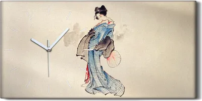 Produktbild von Leinwand Wanduhr Wandkunst Uhr 60x30 Malerei Asiatischer Frauen Kimono Kunst - weiße Hände