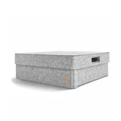 Produktbild von Aufbewahrungsbox CLASSIC Filz 40 x 40 x 14 cm mit Deckel in hellgrau meliert