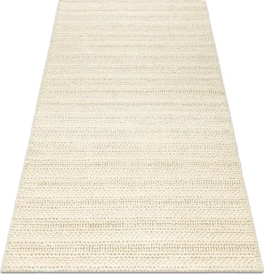 Produktbild von Wollteppich TAHAR 99002B Creme - HANDGEWEBT Schlinge, Linien  beige 200x290 cm
