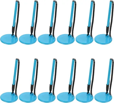 Productafbeelding van Veilige pen met zelfklevende ketting - Set van 12 - Receptietelpennen - Desktoppen - Zwarte inktvullingen voor bureau