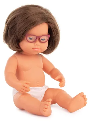 Produktbild von Miniland europäisches Mädchen 38cm mit Down-Syndrom, mit Brille, ohne Unterwäsch