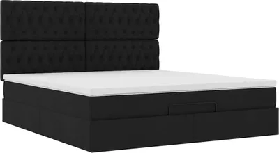 Produktbild von Ottoman-Bett mit Matratze Schwarz 180x200 cm Stoff