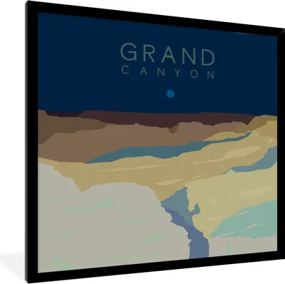 Produktbild von MuchoWow® MuchoWow® Gerahmtes Poster Grand Canyon - Berg - Amerika - Illustration - USA 40x40 cm - Poster mit zchwarzem Bilderrahmen - Mit Rahmen - Wanddekoration Schlafzimmer