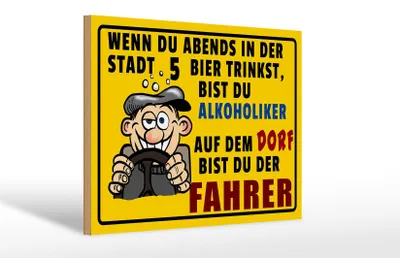 Produktbild von Holzschild Spruch 30x20cm wenn du abends 5 Bier trinkst